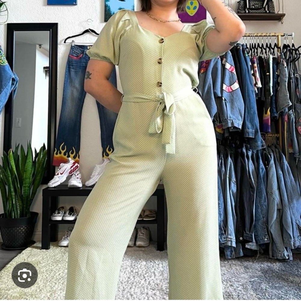 Monteau mint green polka dot jumpsuit romper💚 size L